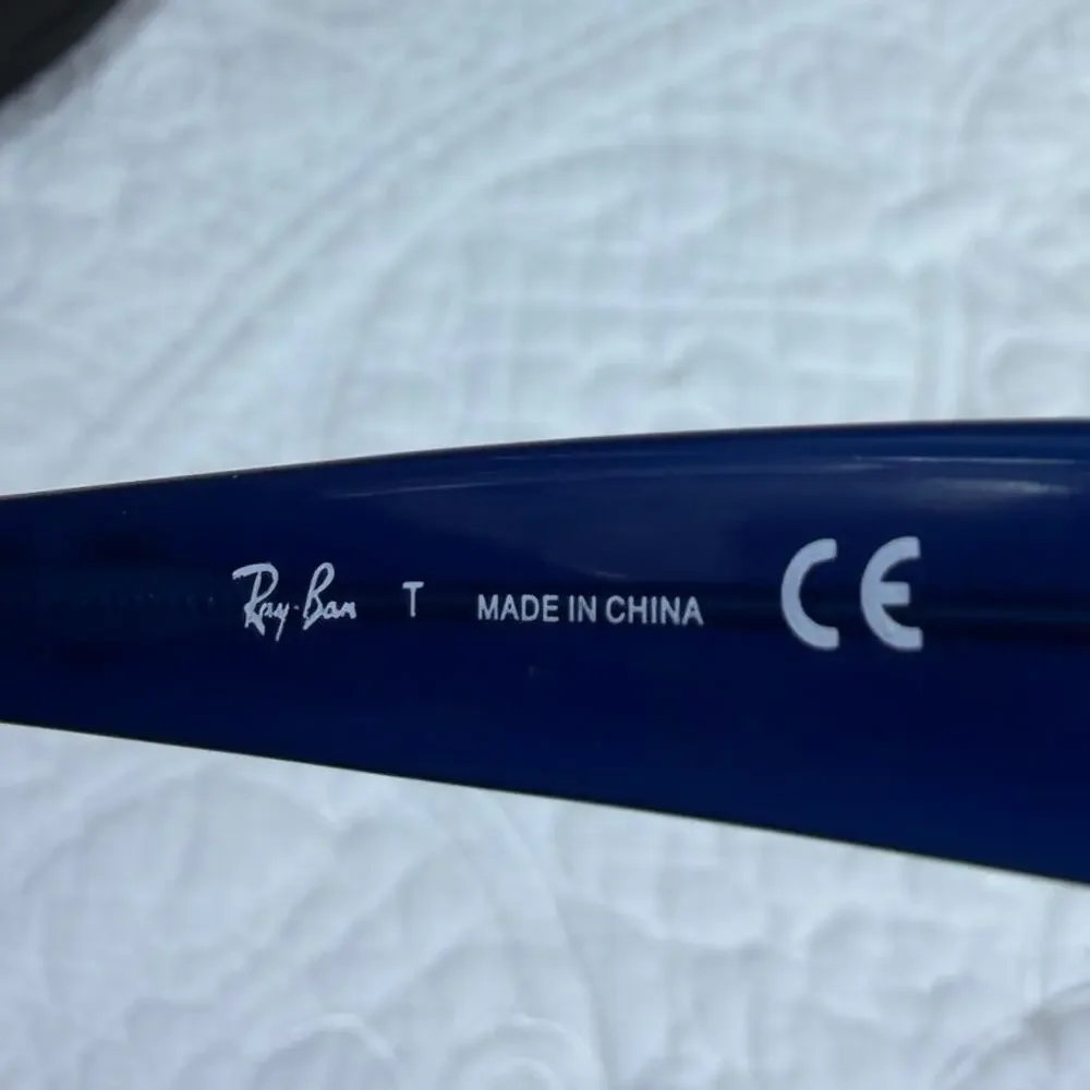 Ray-Ban Junior Kids Blue Square Rimmed Sunglasses w/ Case Youth Designer Shades